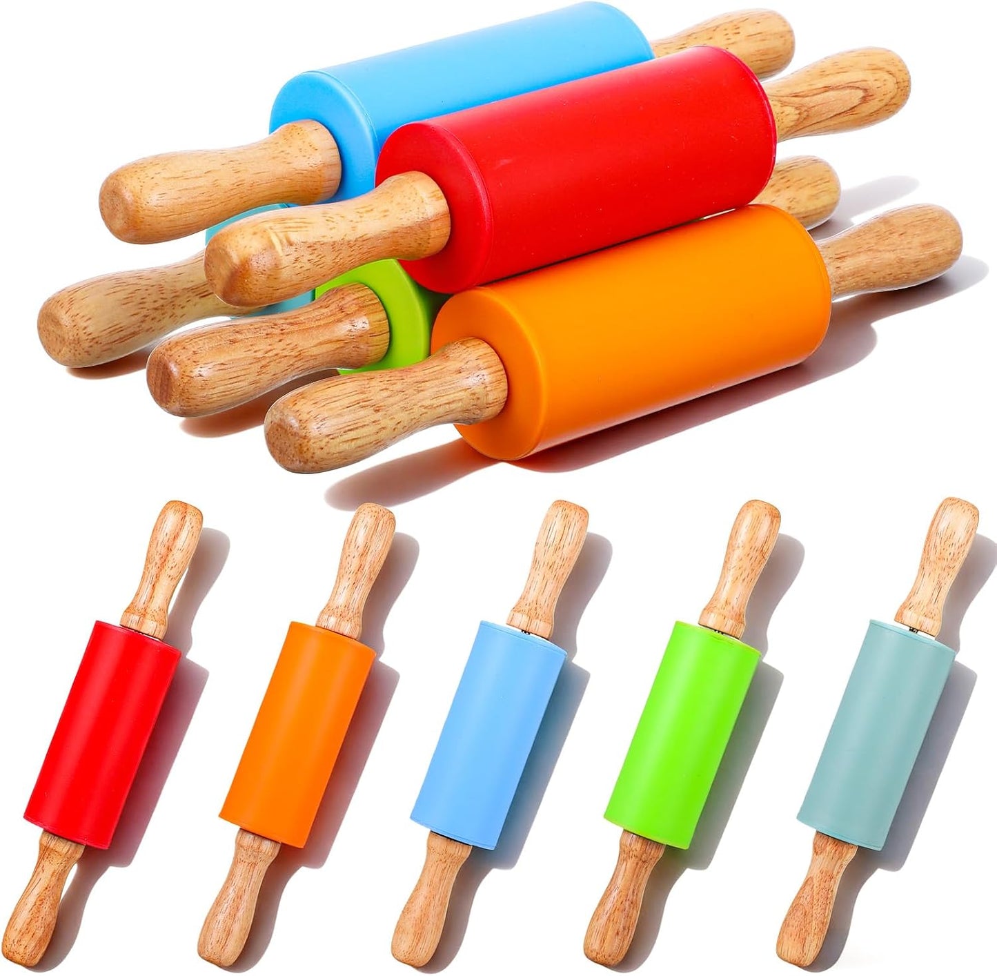 Silicone and Wood Playdough Rollers