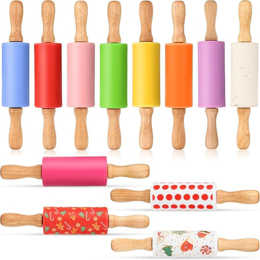 Silicone and Wood Playdough Rollers